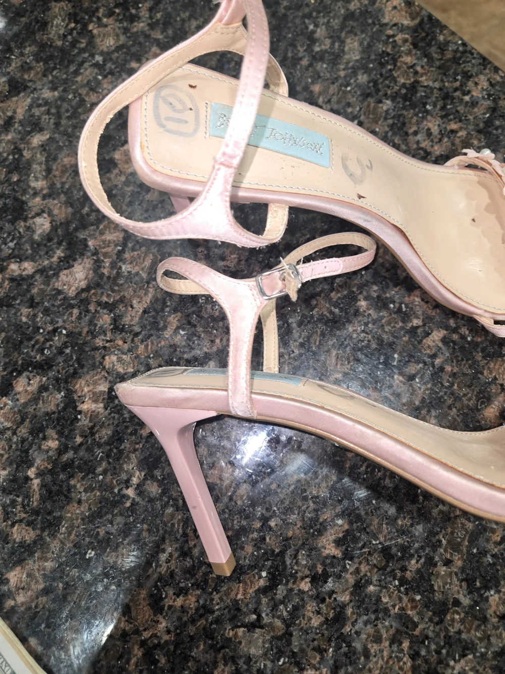 Betsey Johnson Pink Floral Pearl-Embellished Ankle-Strap Heels - Picture 6 of 7